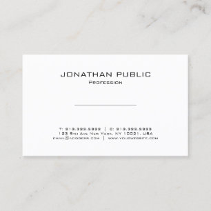 ミニマモダンリストエレガントホワイトプレーンプロフェッショナル 名刺