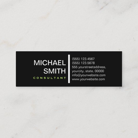 ミニマモダンリストエレガントムーングリーンとブラック スキニー名刺 (裏面)