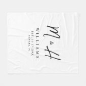 ミニマモダンリストエレガントモノグ結婚ラムの日付 フリースブランケット (正面(横))