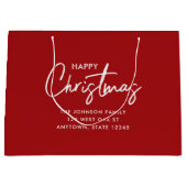 ミニマモダンリストエレガントレッドハッピーホリデー ラージペーパーバッグ (正面)