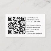 ミニマモダンリストエレガント写真とQrコード 名刺 (裏面)