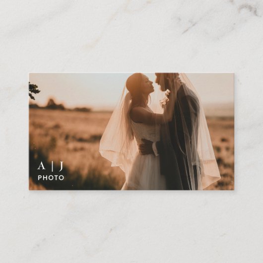 ミニマモダンリストエレガント写真とQrコード 名刺 (正面)