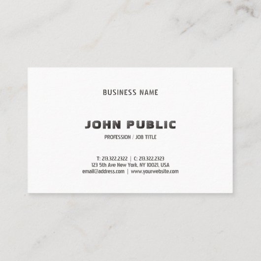 ミニマモダンリストエレガント白黒テンプレートB&W 名刺 (裏面)