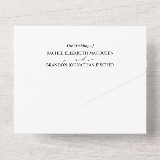 ミニマモダンリストエレガント白黒結婚ズ・オール オールインワン招待状 (裏面)