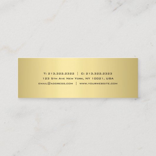 ミニマモダンリストエレガント金ゴールドルックシンプルプレーン スキニー名刺 (裏面)