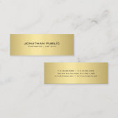 ミニマモダンリストエレガント金ゴールドルックシンプルプレーン スキニー名刺 (正面/裏面)