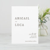 ミニマモダンリストエレガント・カリグラフィ日付の保存 招待状 (スタンド正面)