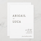 ミニマモダンリストエレガント・カリグラフィ日付の保存 招待状 (正面/裏面)