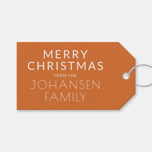 ミニマモダンリストオレンジ「HO HO HO」休日 ギフトタグ (正面(横))