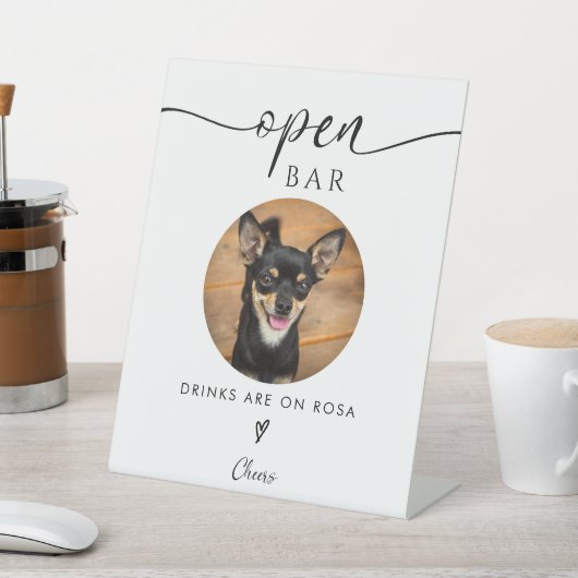 ミニマモダンリストオープンバーペットフォトドリンク結婚ズ 台座サイン (インサイチュ)