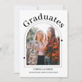 ミニマモダンリストカジュアルフォトツイン卒業 案内状 (正面)