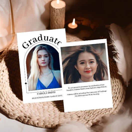 ミニマモダンリストカジュアル写真卒業 案内状