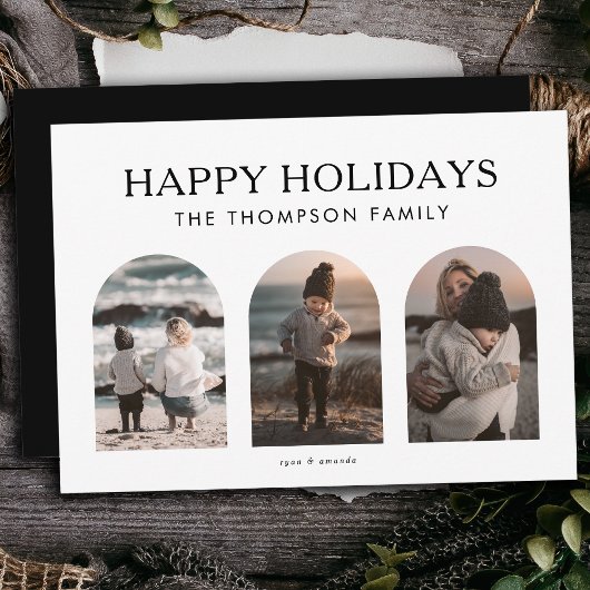 ミニマモダンリストカスタマイズ3枚の写真のクリスマス シーズンカード