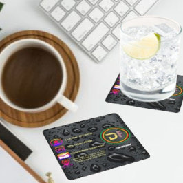 ミニマモダンリストカスタムのロゴスタイリッシュブラックバブル スクエアペーパーコースター