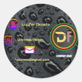 ミニマモダンリストカスタムのロゴスタイリッシュブラックバブル ラウンドシール (正面)