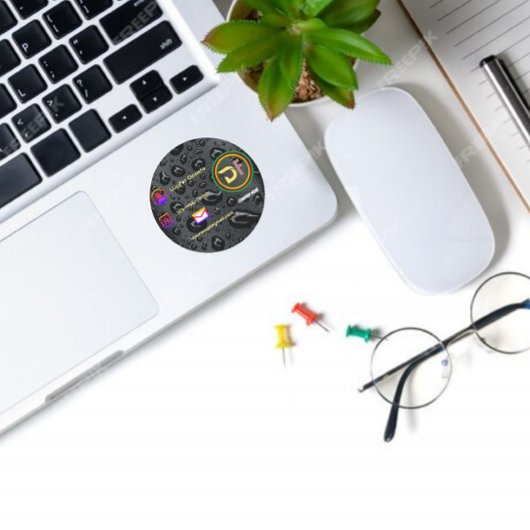 ミニマモダンリストカスタムのロゴスタイリッシュブラックバブル ラウンドシール