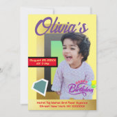 ミニマモダンリストカスタムフォトオールエイジ誕生日 招待状 (正面)