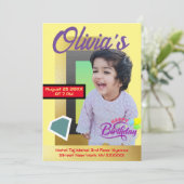 ミニマモダンリストカスタムフォトオールエイジ誕生日 招待状 (スタンド正面)