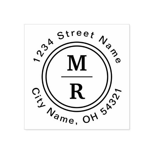 ミニマモダンリストカスタムモノグラム差出人住所 ラバースタンプ (インプリント)