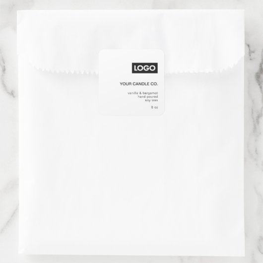 ミニマモダンリストカスタムロゴろうそくラベル スクエアシール (バッグ)