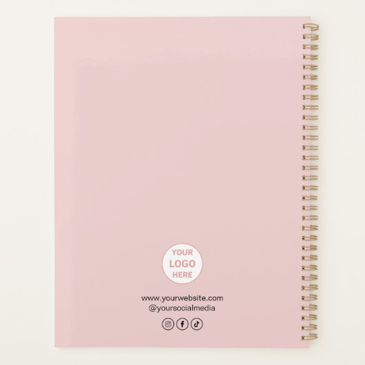 ミニマモダンリストカスタムロゴ赤面ピンクビジネス プランナー手帳 (裏面)