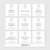 ミニマモダンリストカスタムロゴ食品保管ラベル シール (シート)