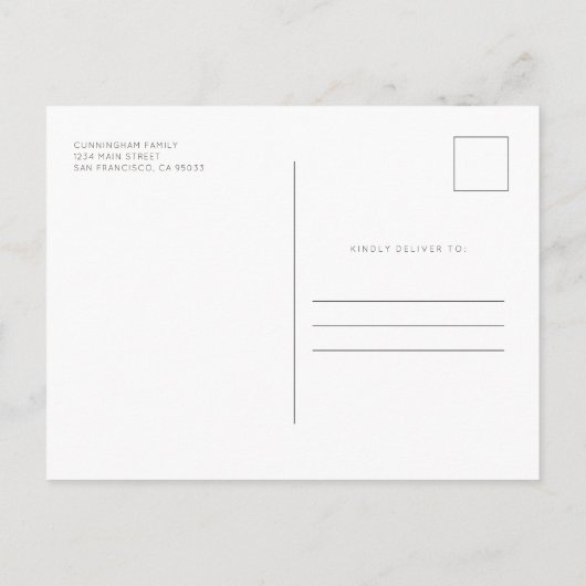 ミニマモダンリストカスタム写真卒業 案内ポストカード (裏面)