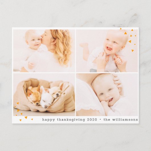 ミニマモダンリストカスタム写真感謝祭 シーズンポストカード (正面)