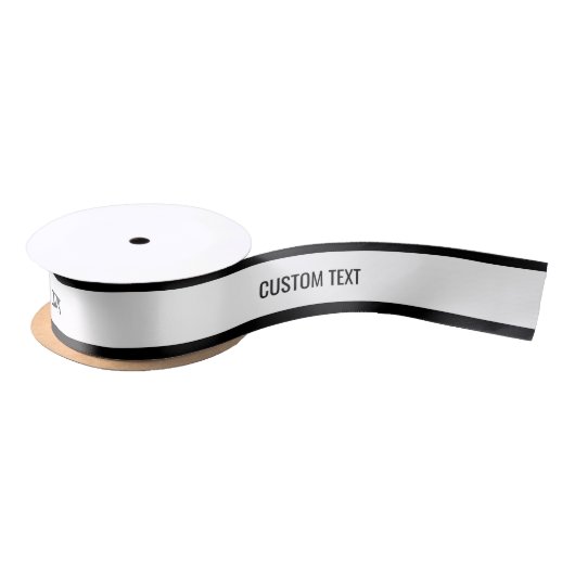 ミニマモダンリストカスタム文字エレガント白黒 サテンリボン (リール)