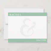 ミニマモダンリストカップルのセージ緑色の文房具 ノートカード (正面)