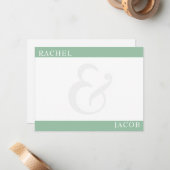 ミニマモダンリストカップルのセージ緑色の文房具 ノートカード (正面/裏面インサイチュ)