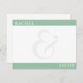 ミニマモダンリストカップルのセージ緑色の文房具 ノートカード (正面/裏面)