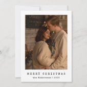 ミニマモダンリストカップル写真ブラッククリスマス シーズンカード (正面)