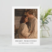 ミニマモダンリストカップル写真ブラッククリスマス シーズンカード (スタンド正面)