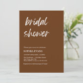 ミニマモダンリストカラメルブラウンブライダルシャワー 招待状 (スタンド正面)