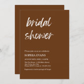 ミニマモダンリストカラメルブラウンブライダルシャワー 招待状 (正面/裏面)