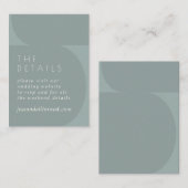 ミニマモダンリストカラーブロックティール（緑がかった色）ウェディングRSVP エンクロージャーカード (正面/裏面)