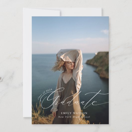 ミニマモダンリストクラシックのフルフォト卒業 招待状 (正面)