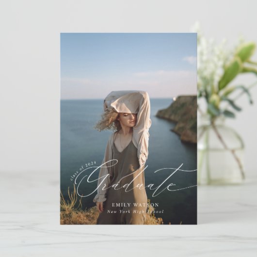 ミニマモダンリストクラシックのフルフォト卒業 招待状 (スタンド正面)