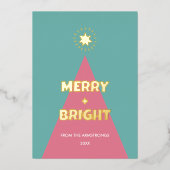 ミニマモダンリストクリスマスツリーフォイルホリデーカード 箔シーズンカード (正面)