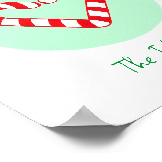 ミニマモダンリストクリスマスハートキャンディーケーン ポスター (角)