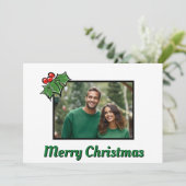 ミニマモダンリストクリスマスホリー写真テンプレート シーズンカード (スタンド正面)