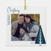 ミニマモダンリストクリスマス写真クリスマス記念品 セラミックオーナメント (裏面)