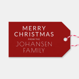 ミニマモダンリストクリムゾンレッド「HO HO HO」休日 ギフトタグ