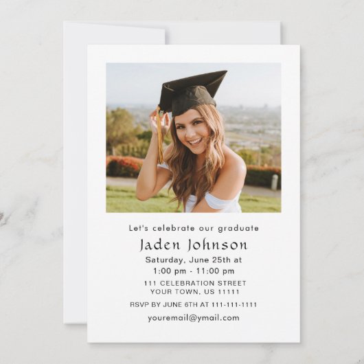 ミニマモダンリストグラード2写真卒業パーティー 招待状 (裏面)