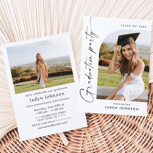 ミニマモダンリストグラード2写真卒業パーティー 招待状