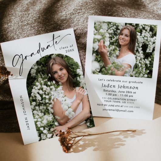 ミニマモダンリストグラード2写真卒業パーティー 招待状