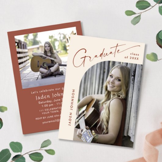 ミニマモダンリストグラード2写真卒業パーティー 招待状