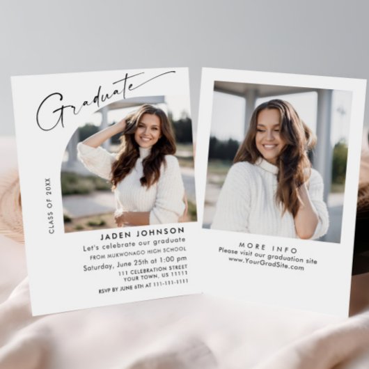 ミニマモダンリストグラード2写真卒業パーティー 招待状