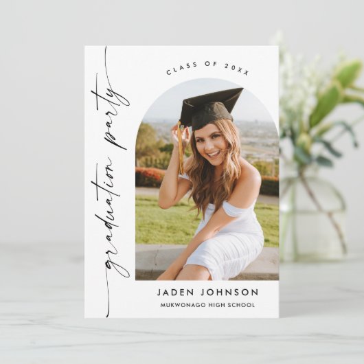 ミニマモダンリストグラード2写真卒業パーティー 招待状 (スタンド正面)